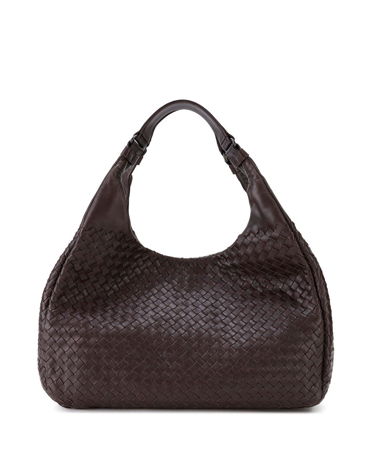 Ebano Intrecciato Nappa Leather Large Campana Bag
