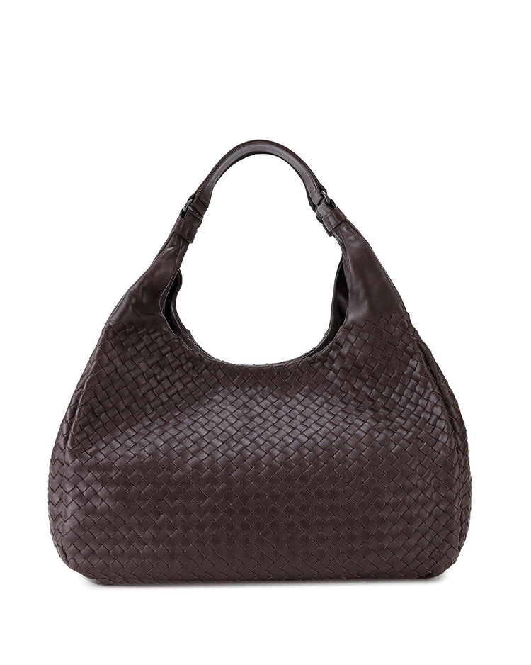 Ebano Intrecciato Nappa Leather Large Campana Bag