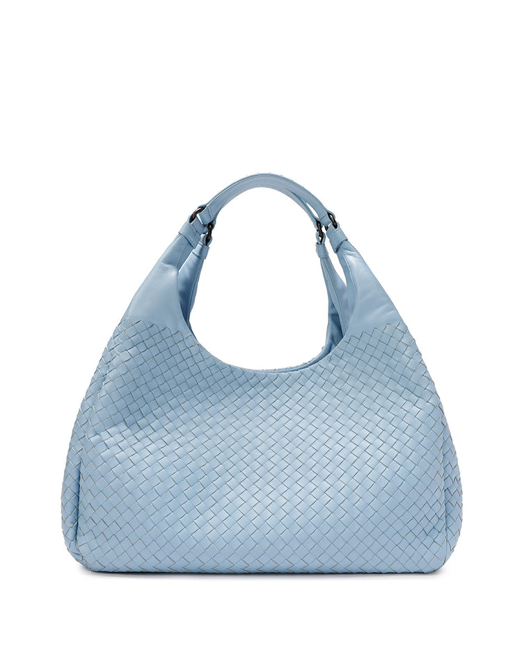 Ebano Intrecciato Nappa Leather Large Campana Bag