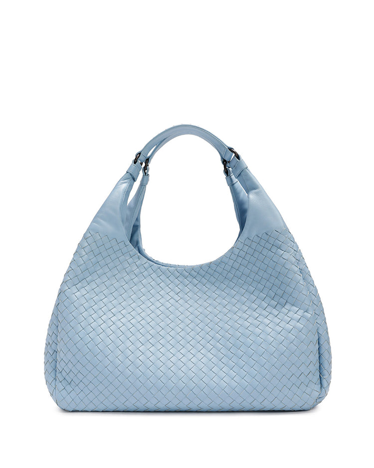 Ebano Intrecciato Nappa Leather Large Campana Bag