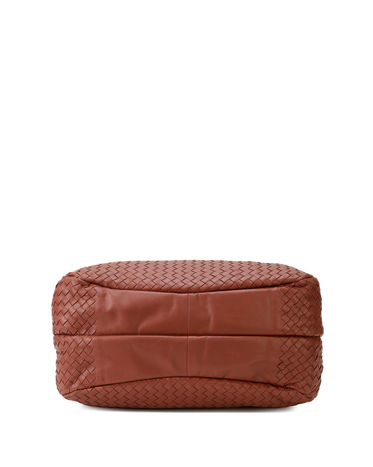 Ebano Intrecciato Nappa Leather Large Campana Bag