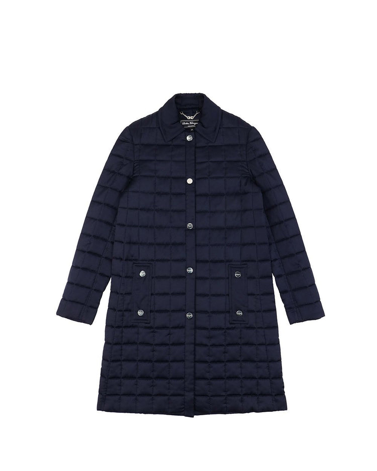 Plaid Mid-Length Down Jacket