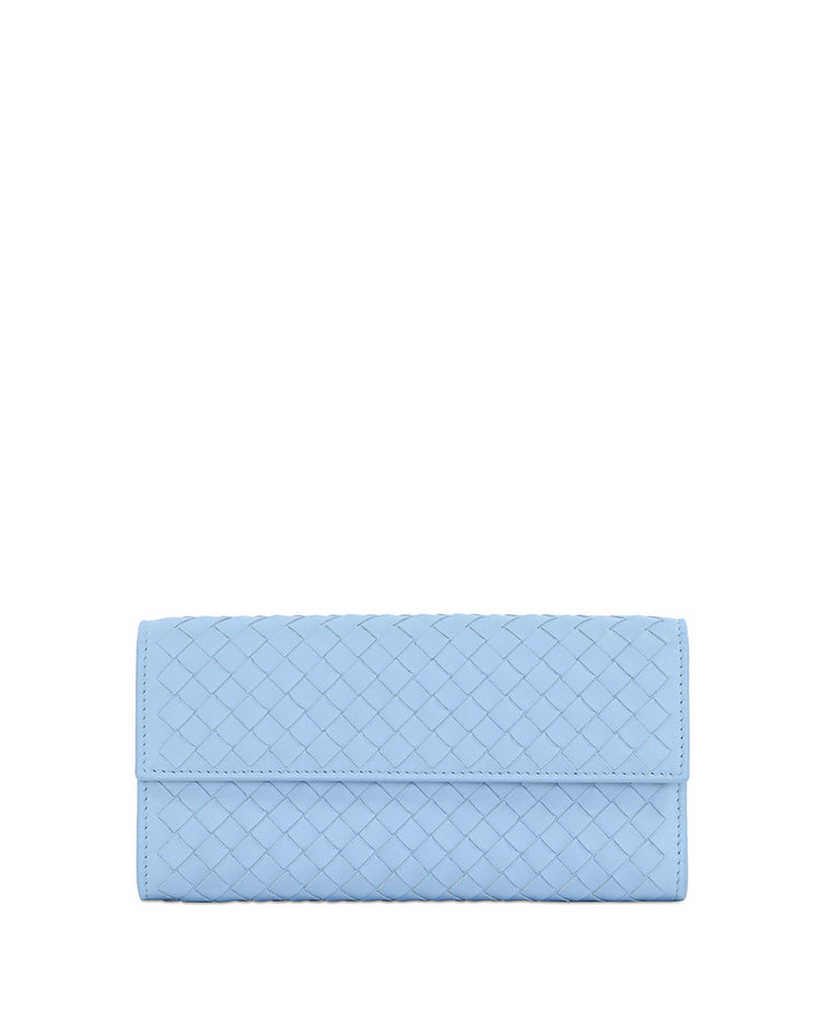 Lamb Leather Woven Long Wallet