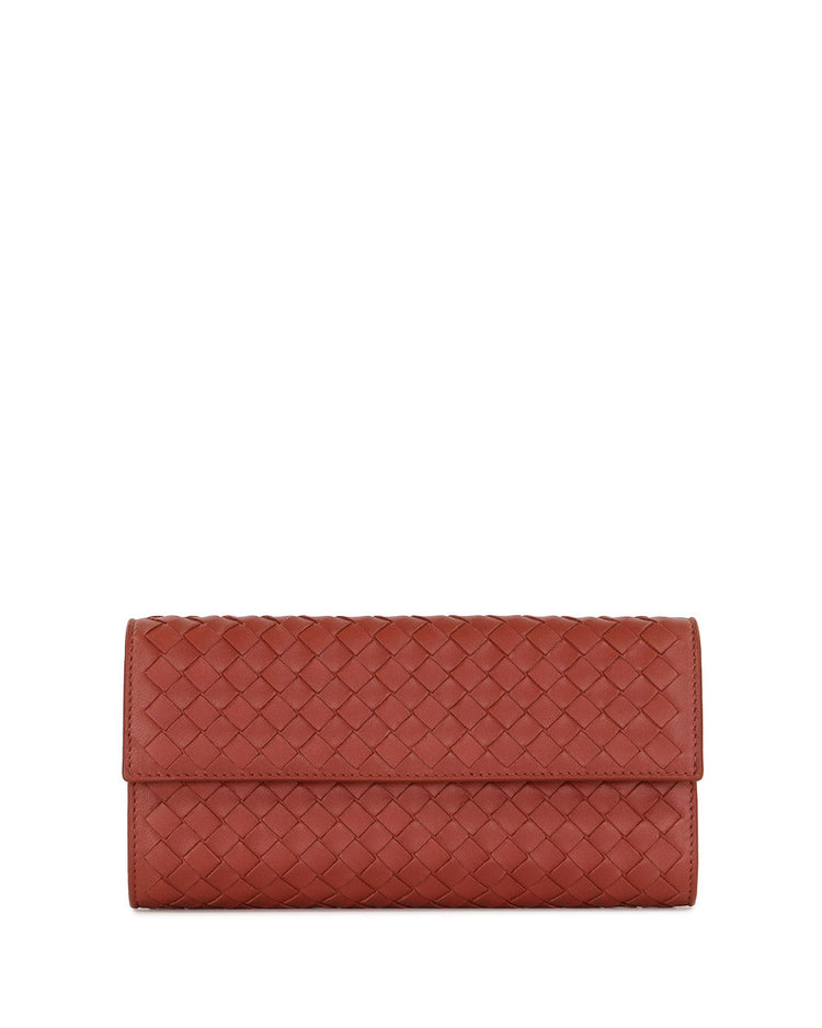 Lamb Leather Woven Long Wallet