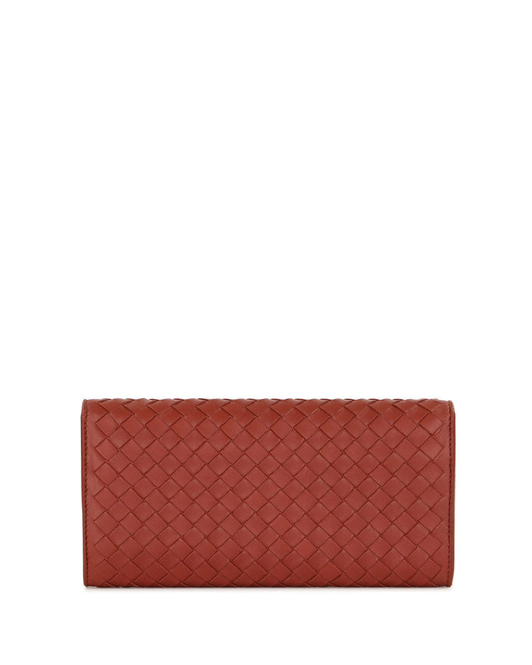 Lamb Leather Woven Long Wallet