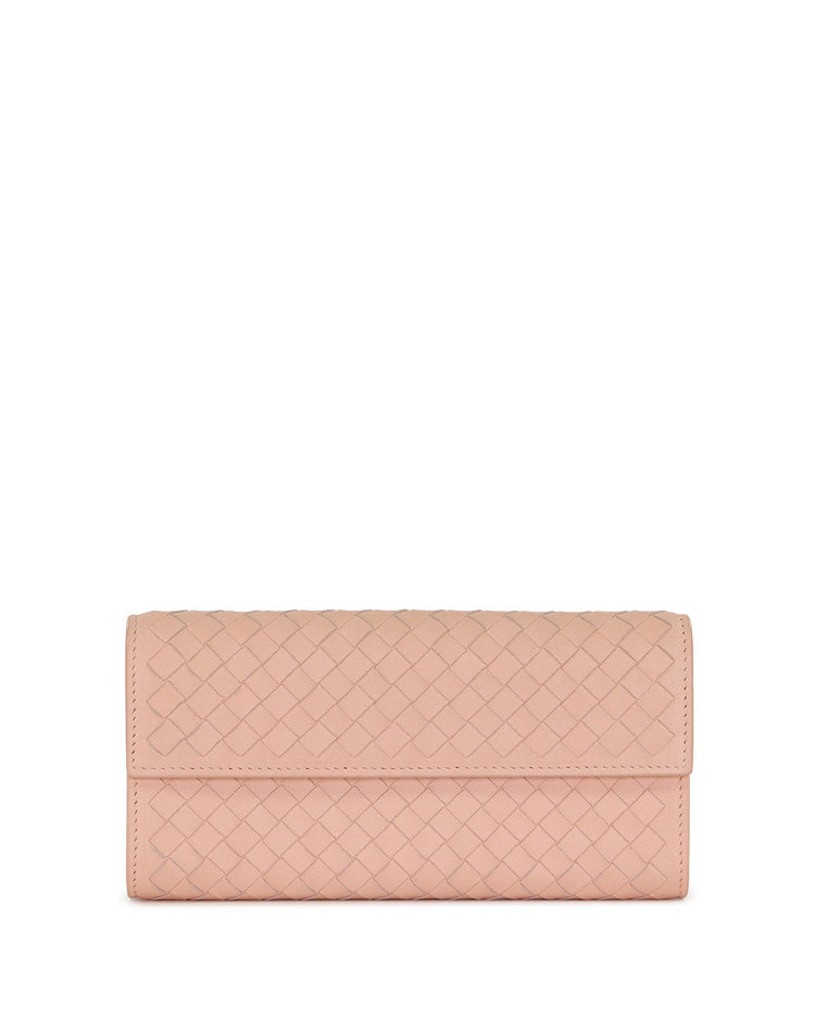 Lamb Leather Woven Long Wallet