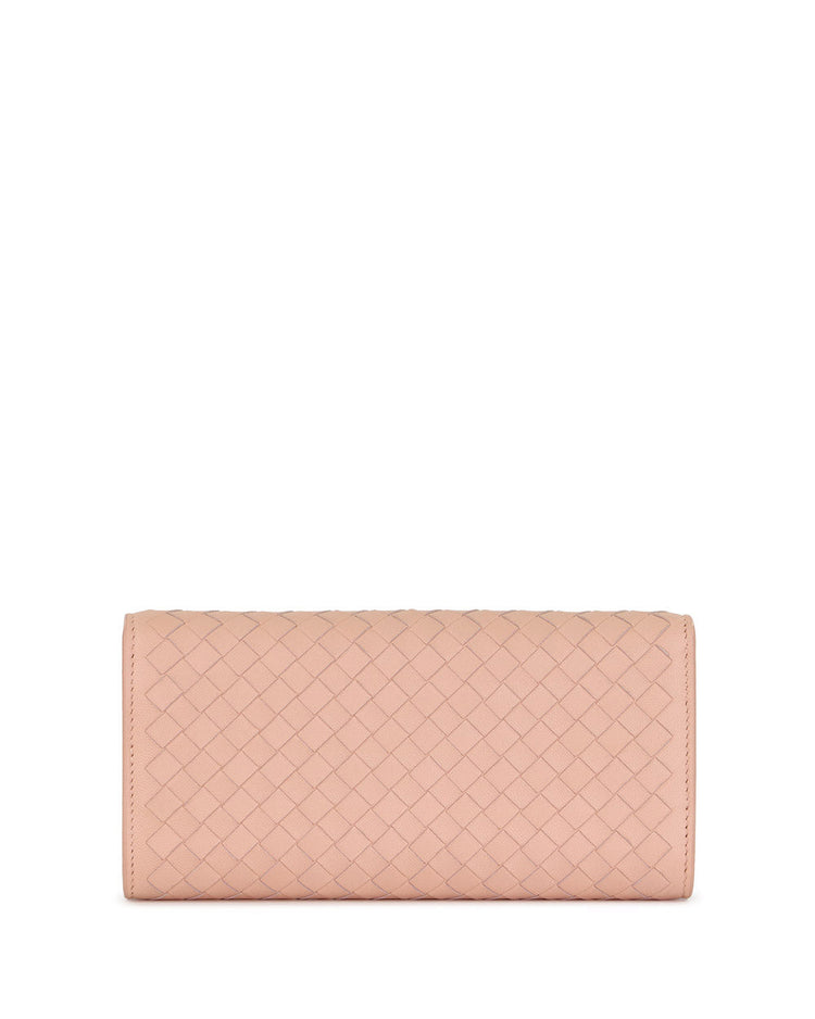 Lamb Leather Woven Long Wallet