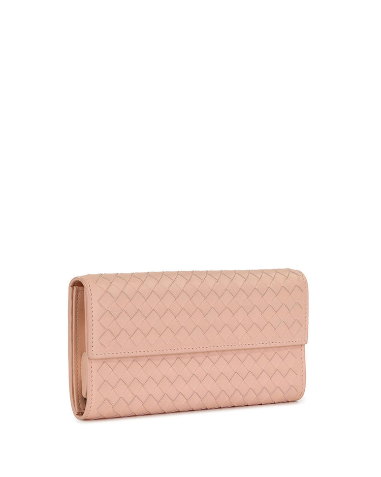 Lamb Leather Woven Long Wallet