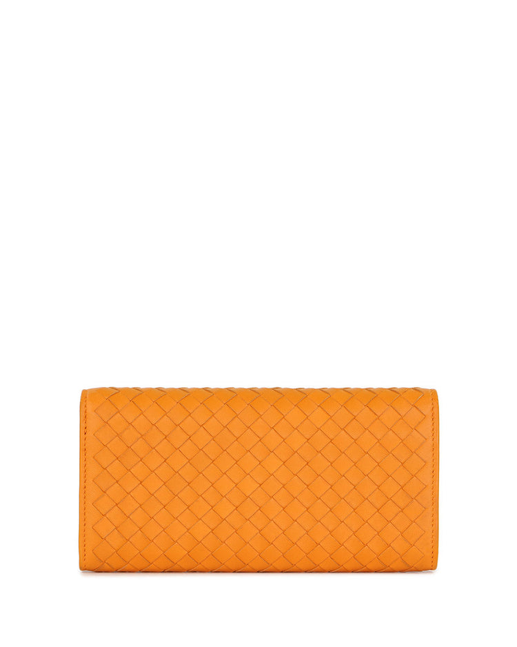 Lamb Leather Woven Long Wallet