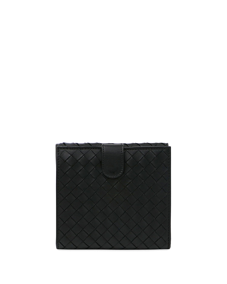 Woven Leather Short Wallet