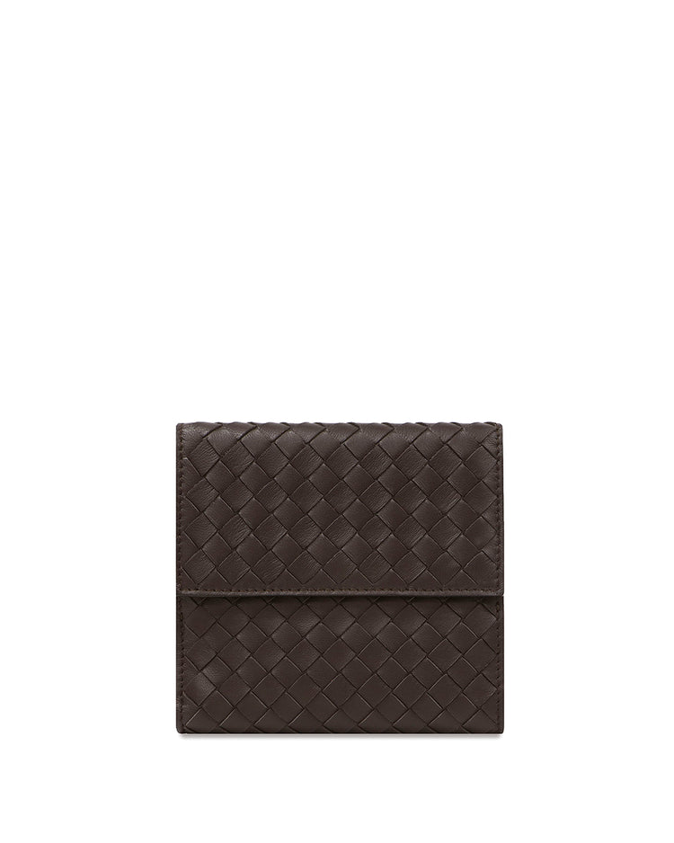 Woven Leather Short Wallet