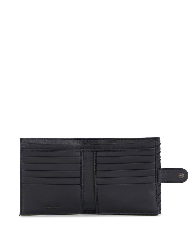 Woven Leather Short Wallet