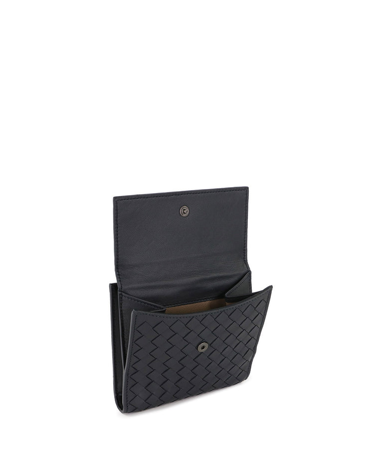 Woven Leather Short Wallet