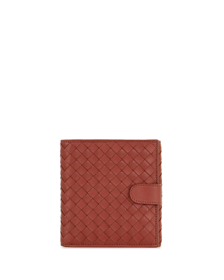 Woven Leather Short Wallet
