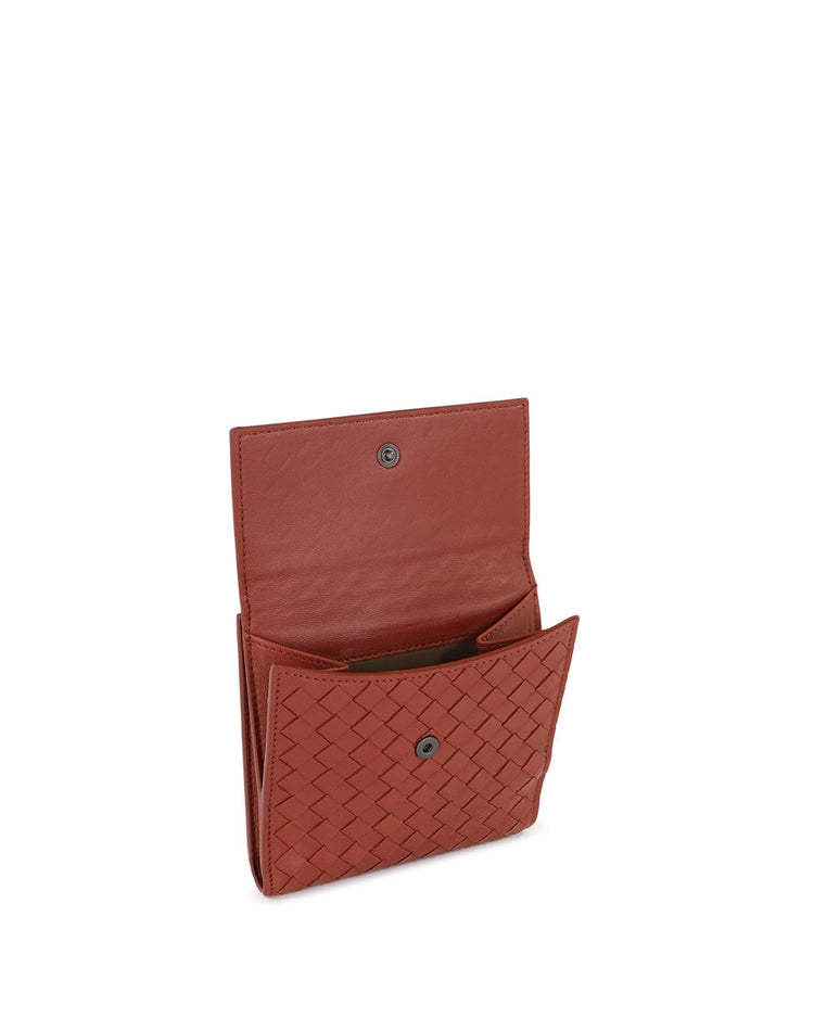 Woven Leather Short Wallet