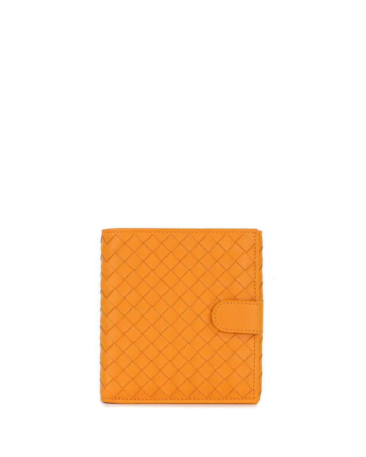 Woven Leather Short Wallet