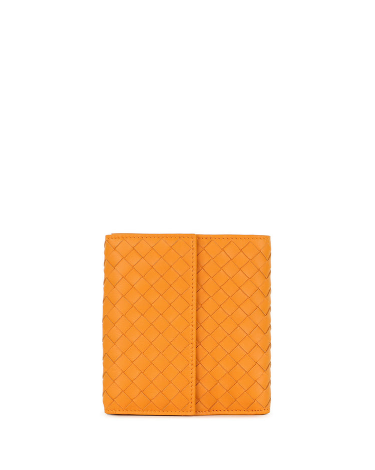 Woven Leather Short Wallet