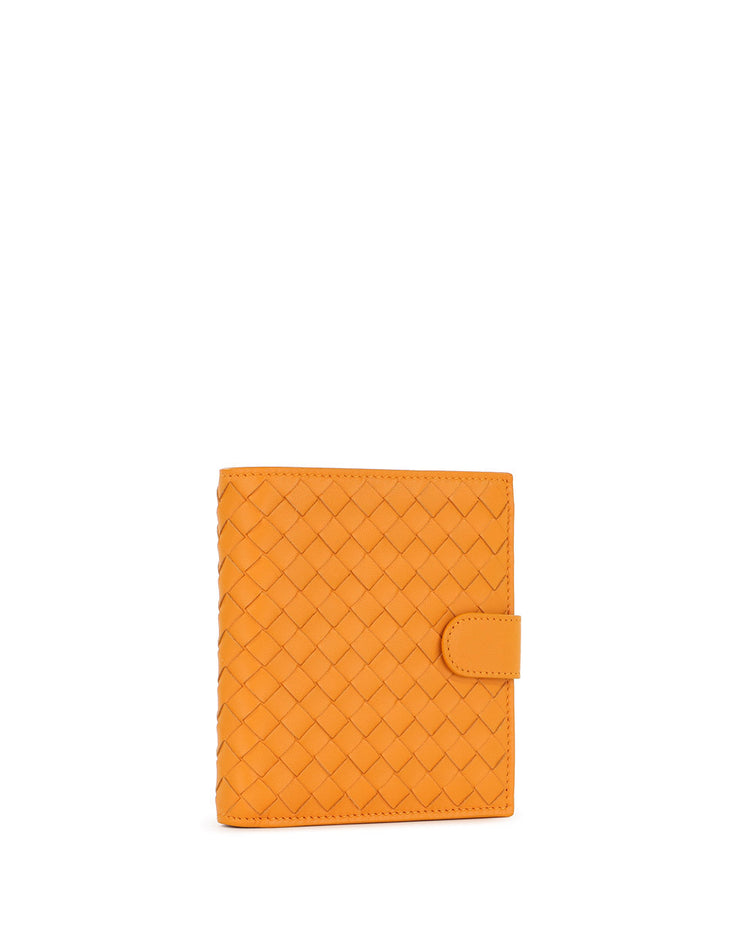 Woven Leather Short Wallet