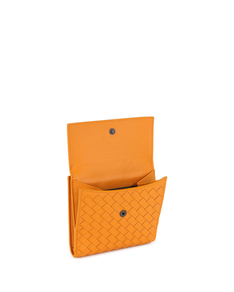 Woven Leather Short Wallet