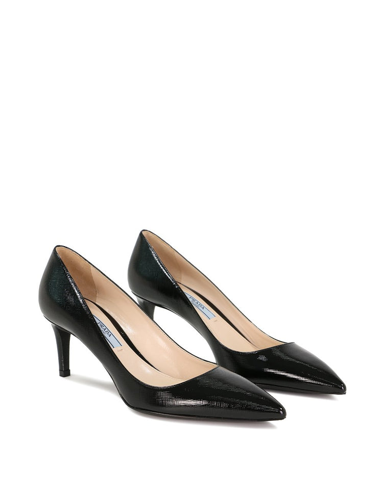 Saffiano Textured Patent Leather Pumps