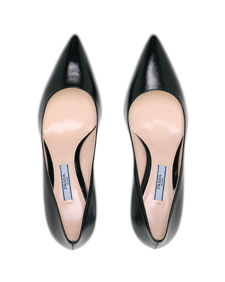 Saffiano Textured Patent Leather Pumps