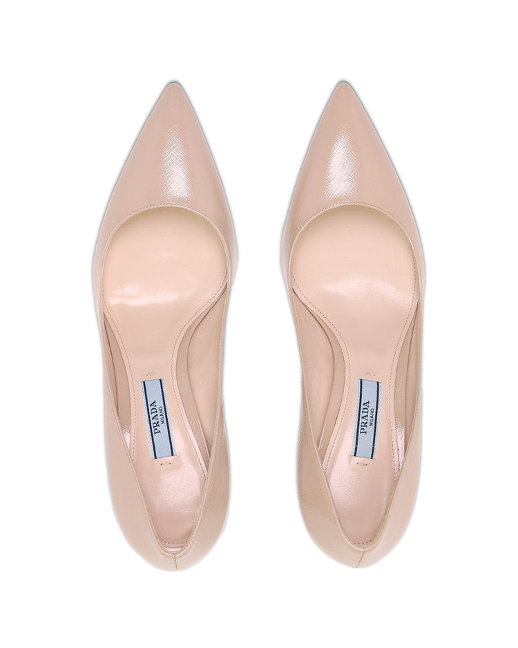 Saffiano Textured Patent Leather Pumps