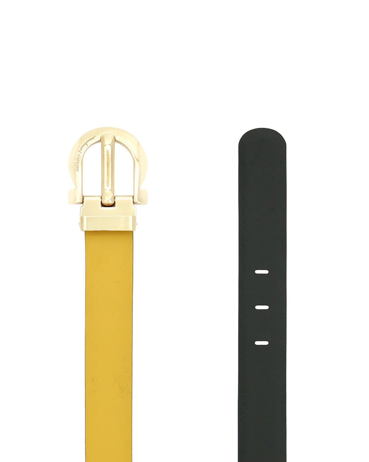 Gold Glossy Logo Buckle Belt