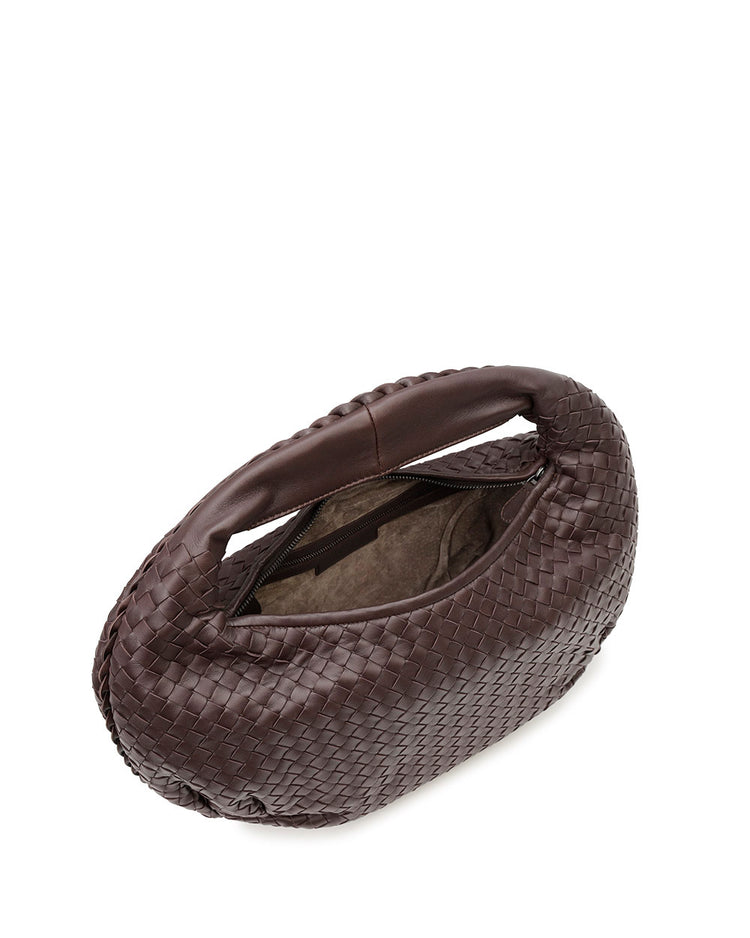 Intrecciato Lamb Leather Zip Shoulder Bag