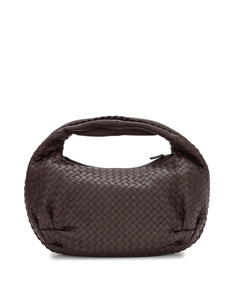 Intrecciato Lamb Leather Zip Shoulder Bag