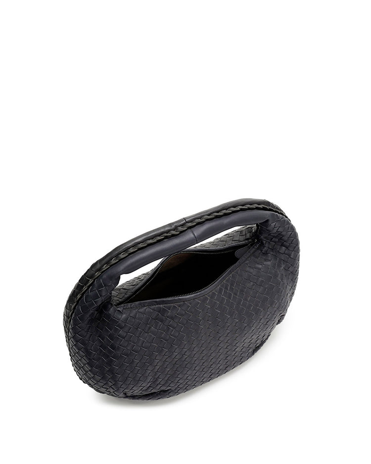 Intrecciato Lamb Leather Zip Shoulder Bag