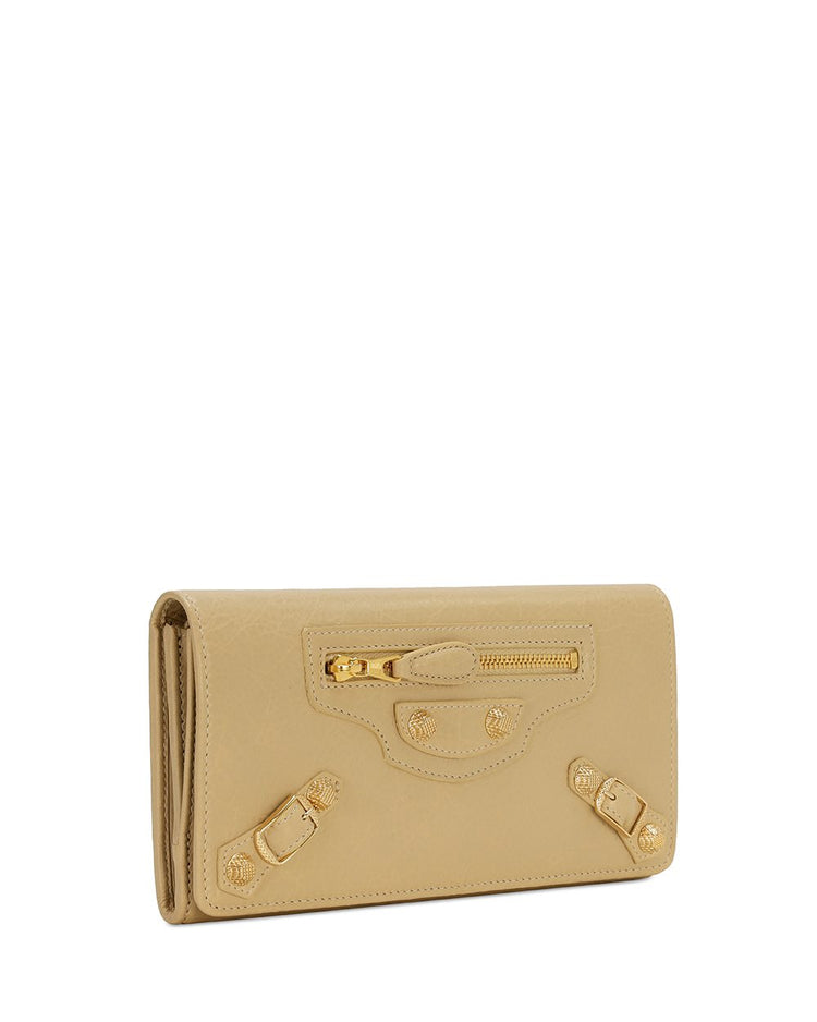 Button Lamb Leather Long Wallet - ISSI Outlet
