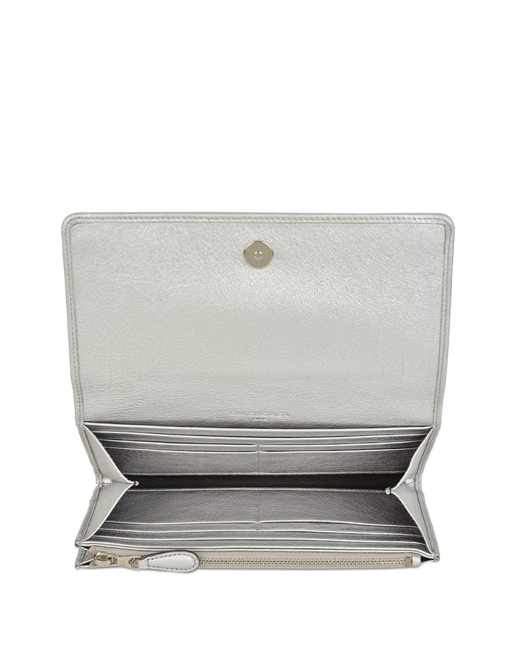 Button Lamb Leather Long Wallet - ISSI Outlet