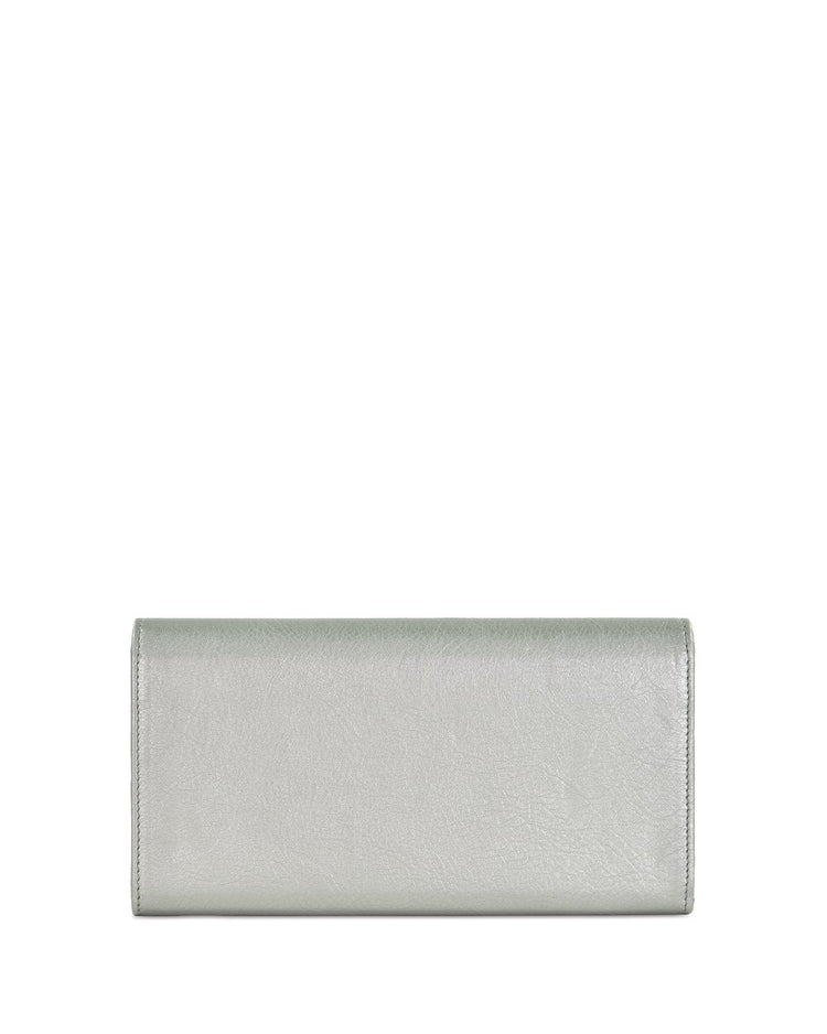 Button Lamb Leather Long Wallet - ISSI Outlet