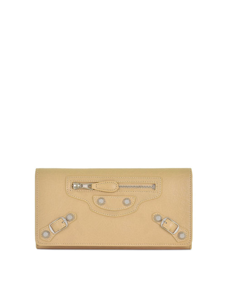 Button Lamb Leather Long Wallet - ISSI Outlet
