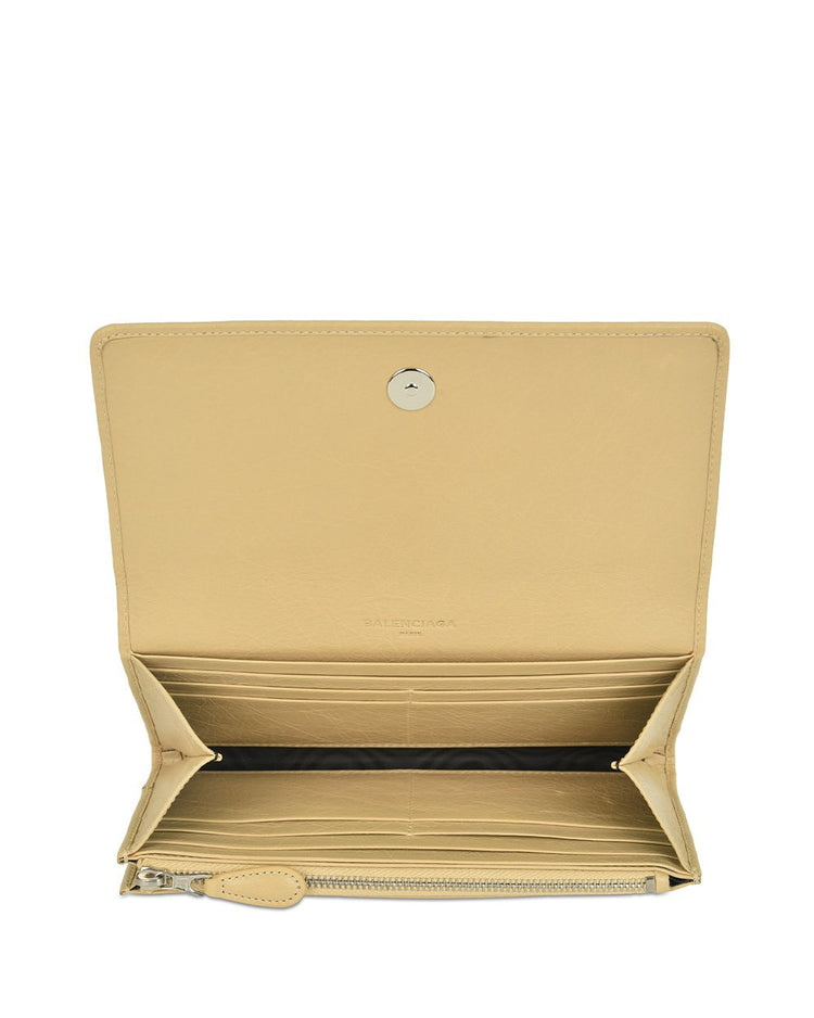 Button Lamb Leather Long Wallet - ISSI Outlet