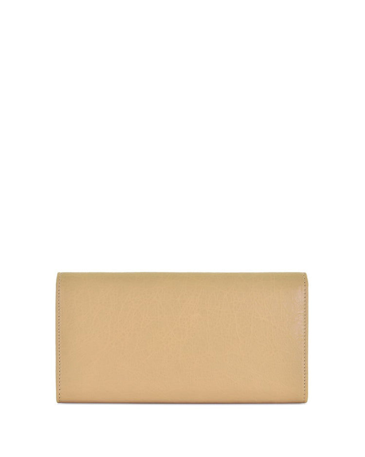 Button Lamb Leather Long Wallet - ISSI Outlet