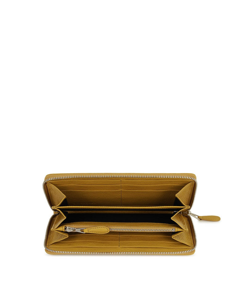 Button Lamb Leather Long Wallet - ISSI Outlet