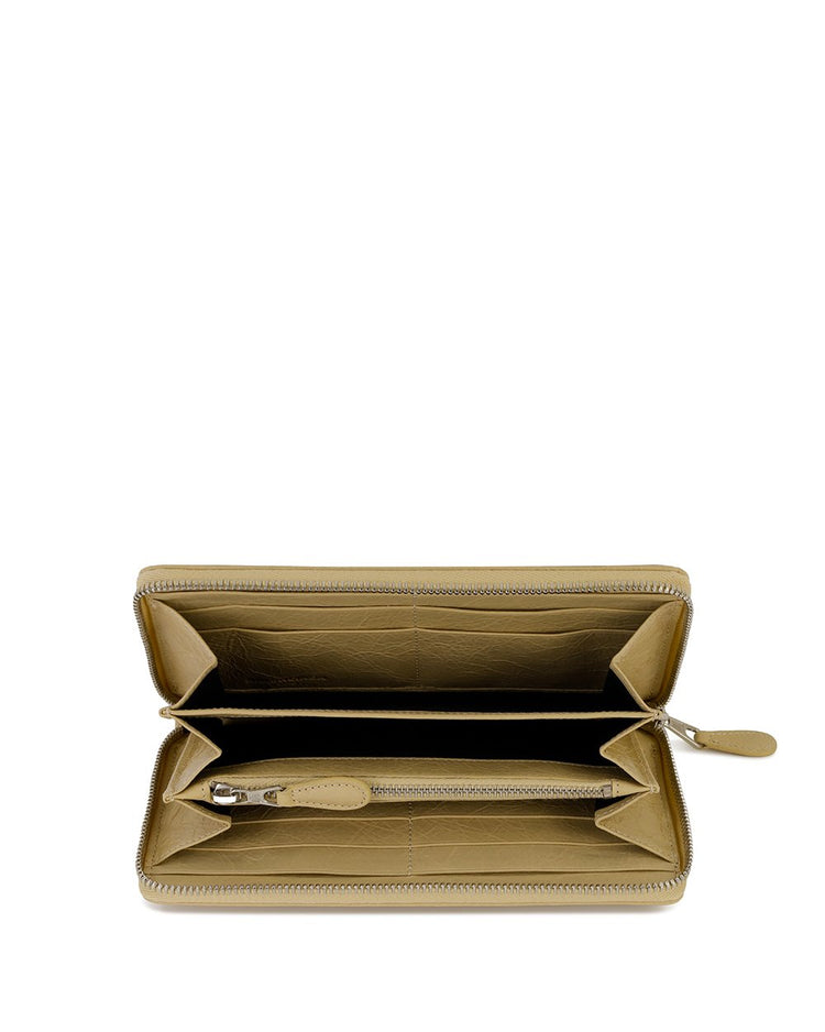 Button Lamb Leather Long Wallet - ISSI Outlet