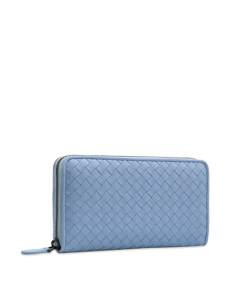 Ebano Intrecciato Nappa Zip Around Long Wallet