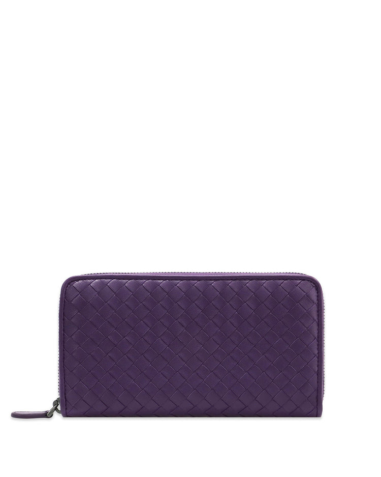 Ebano Intrecciato Nappa Zip Around Long Wallet
