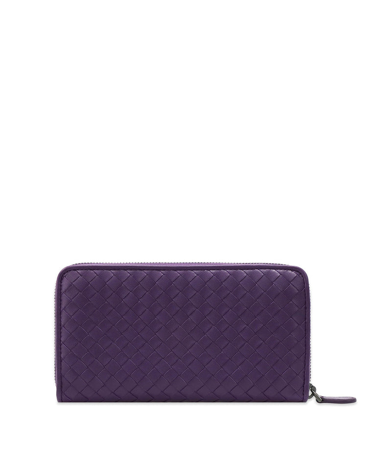 Ebano Intrecciato Nappa Zip Around Long Wallet