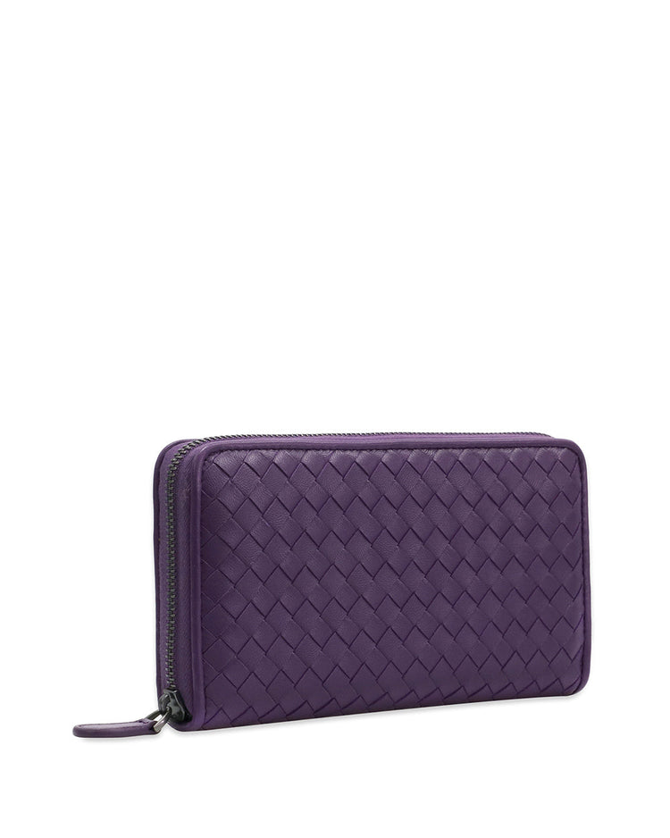 Ebano Intrecciato Nappa Zip Around Long Wallet