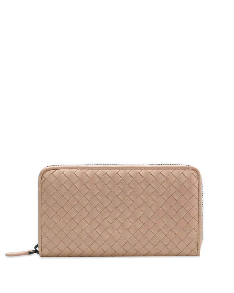 Ebano Intrecciato Nappa Zip Around Long Wallet