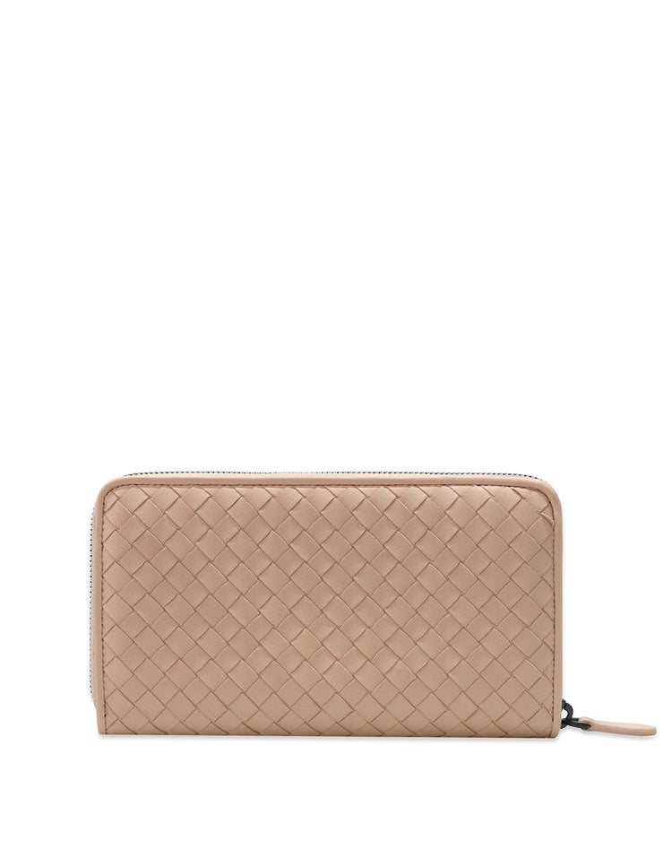 Ebano Intrecciato Nappa Zip Around Long Wallet