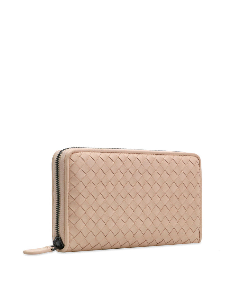 Ebano Intrecciato Nappa Zip Around Long Wallet