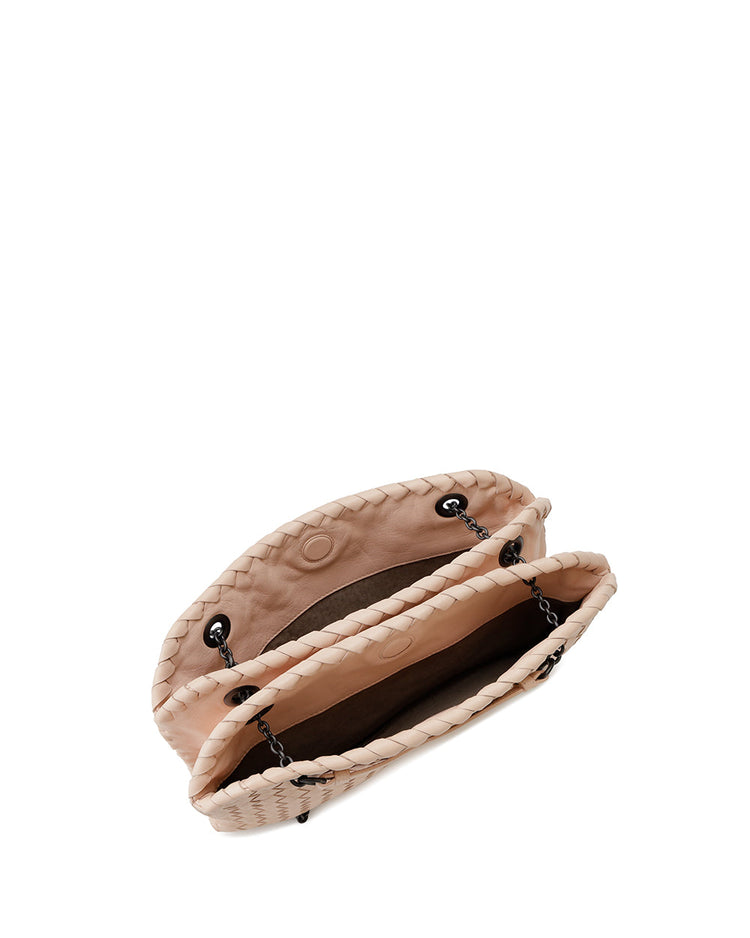 Leather Braided Chain Shoulder Bag