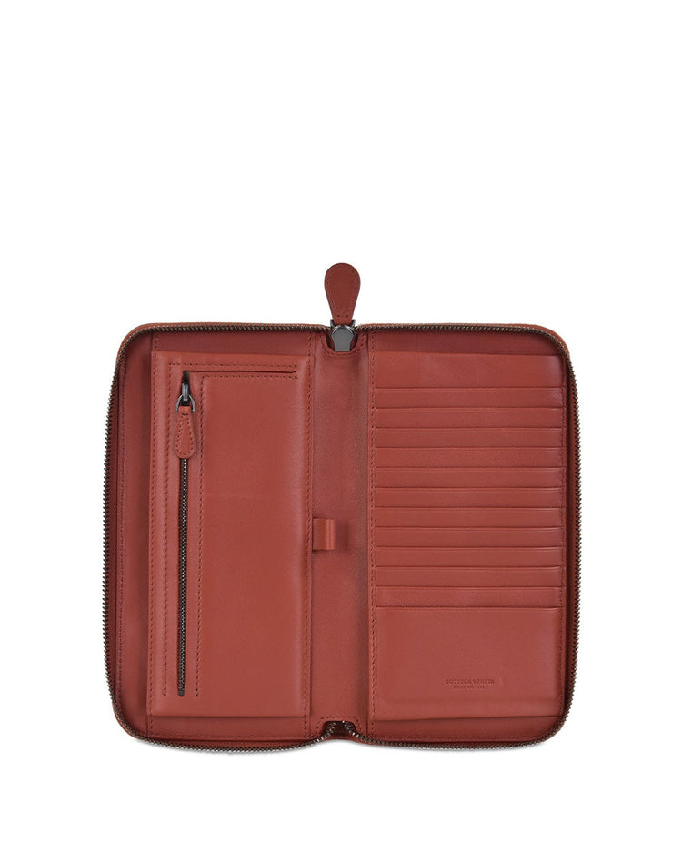 Intrecciato Weave Zip-around Wallet