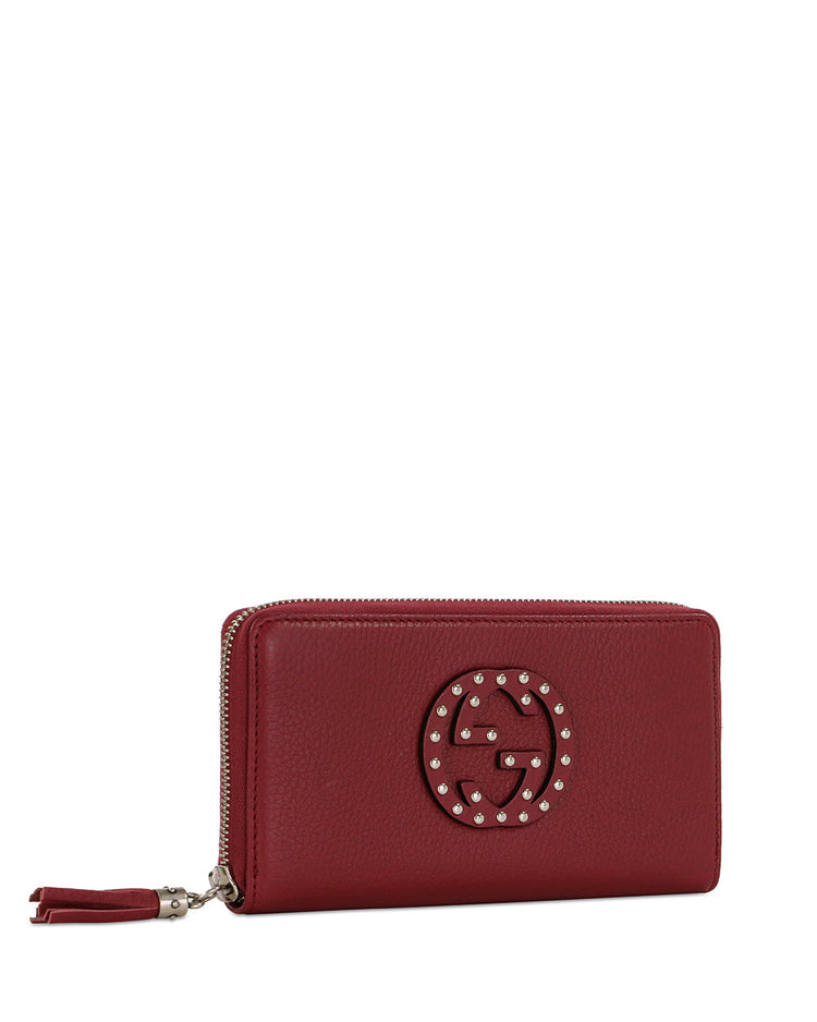 Soho Double G Studded Zip Around Long Wallet