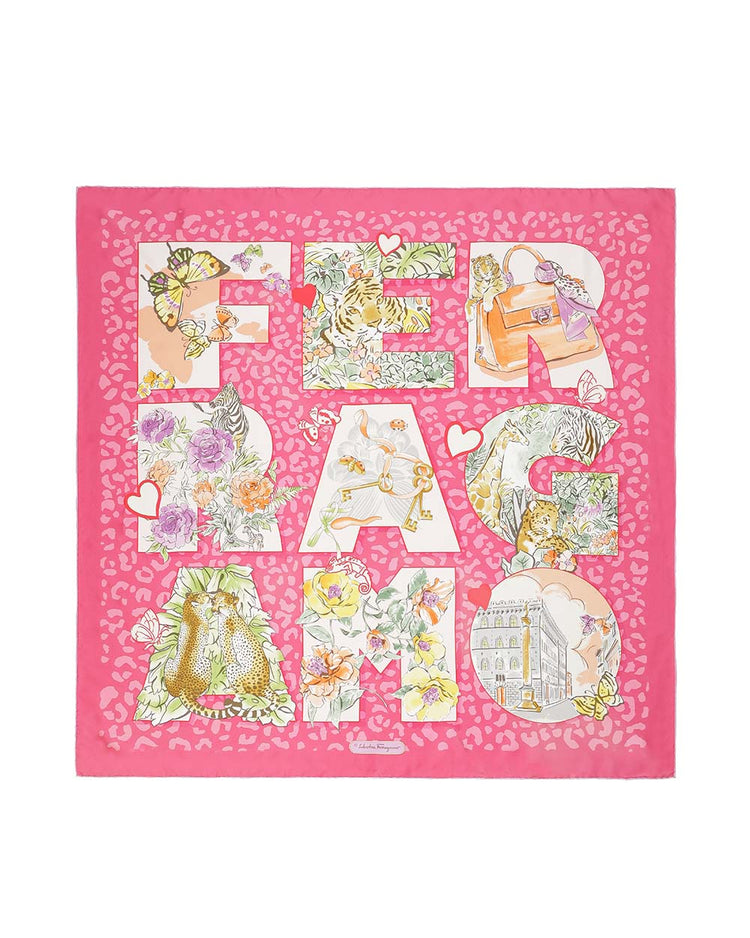 Letters Printing Silk Scarf