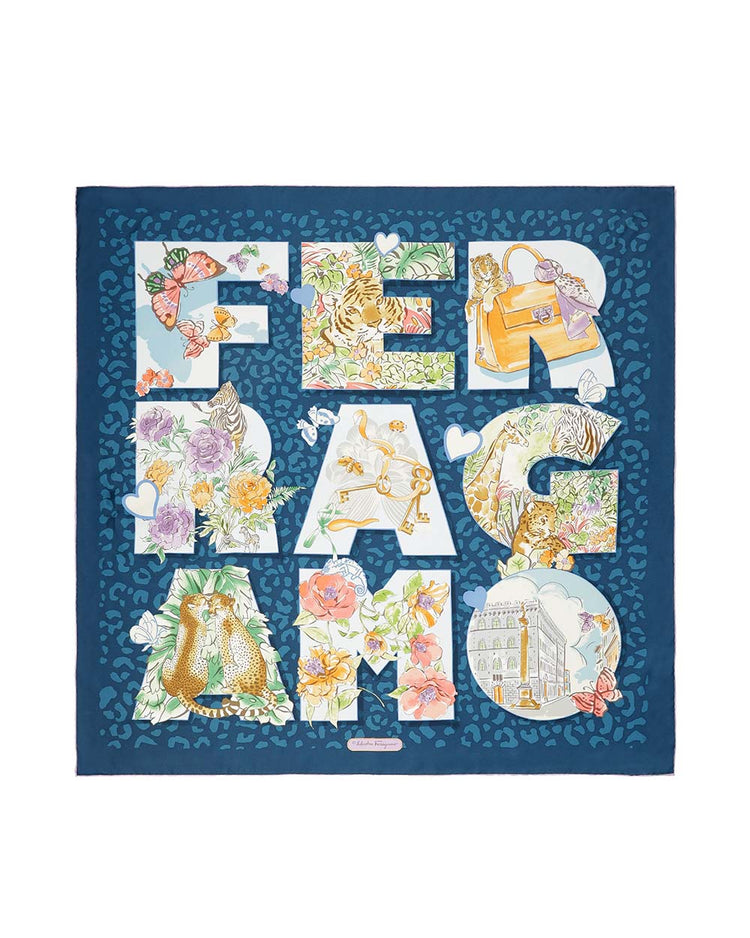 Letters Printing Silk Scarf